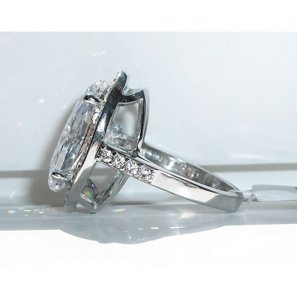 STAINLESS STEEL Huge 12.86 Carat Cubic Zirconia Halo Ring - Picture 12 of 15